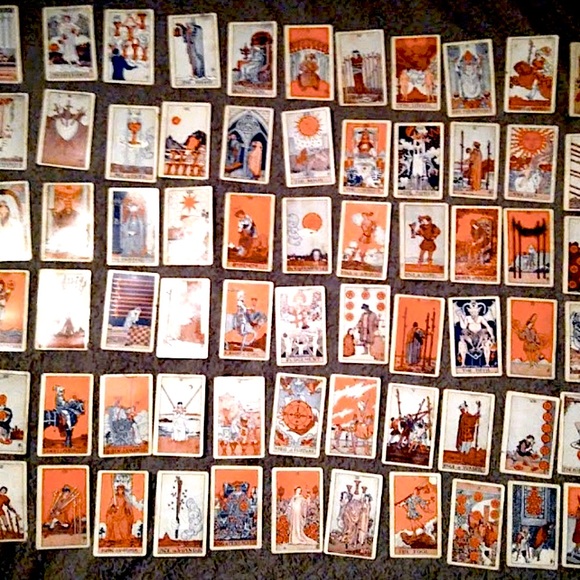 Antique c.1919 ORIGINAL de Laurence's RARE ORANGE deck Tarot Cards - Picture 1 of 12